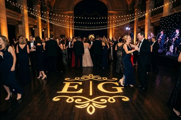 Monogram gobo projection on dance floor
