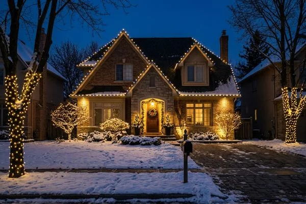 Holiday lighting install near Caledon