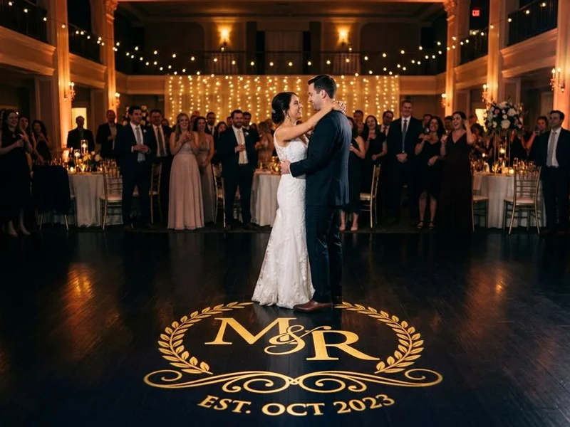 Monogram gobo on dance floor
